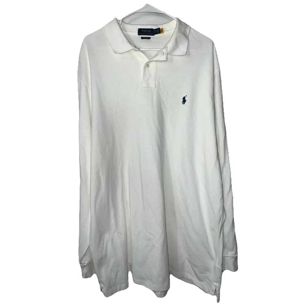 Polo Ralph Lauren  Classic Fit Rugby Longsleeve Mesh Shirt White Mens Size XXL‎